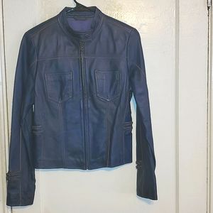 Cache Blue Womens Leather Jacket  Sz 8